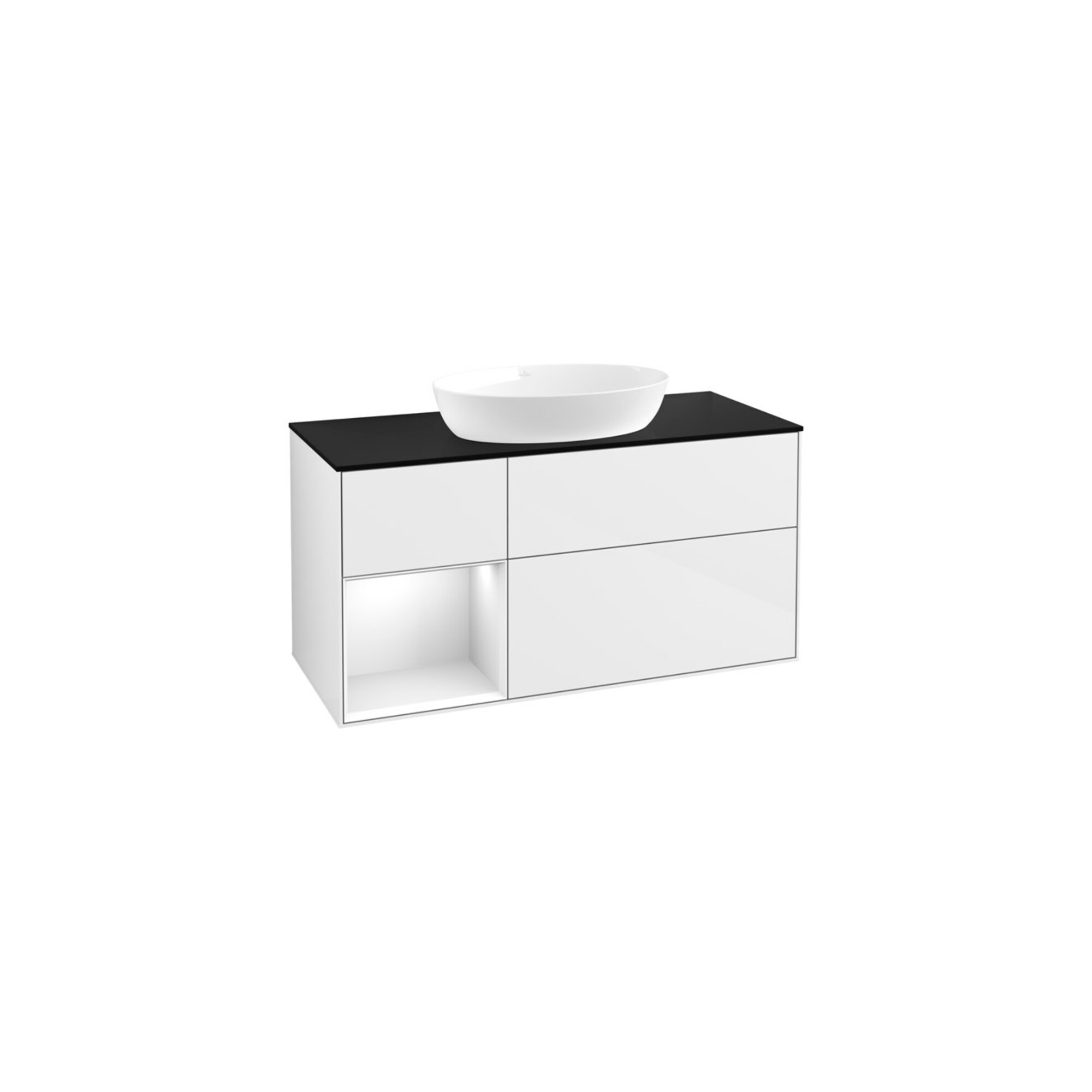 V&B Waschtischunterschrank Finion 120cm, Pl b m, Rg g wh. Lac, glo wh. Lac ; Villeroy & Boch
