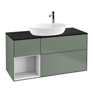 V&B Waschtischunterschrank Finion 120cm, Pl b m, Rg g wh. Lac, Oli. m Lac