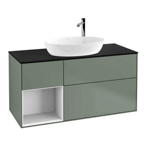V&B Waschtischunterschrank Finion 120cm, Pl b m, Rg g wh. Lac, Oli. m Lac