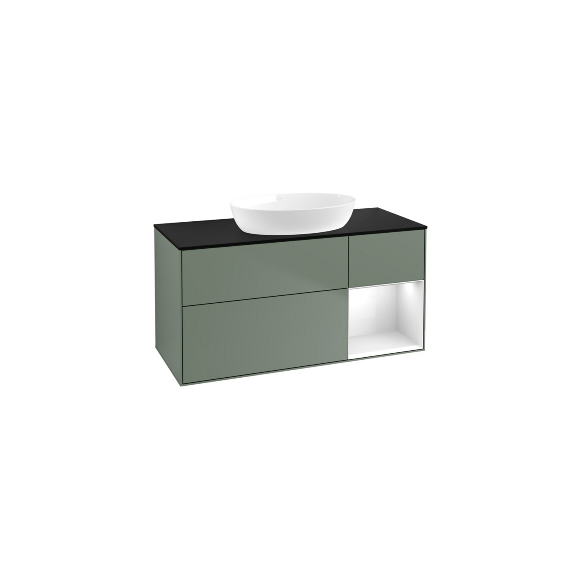 V&B Waschtischunterschrank Finion 120cm, Pl b m, Rg g wh. Lac, Oli. m Lac ; Villeroy & Boch