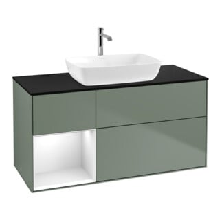 V&B Waschtischunterschrank Finion 120cm, Pl b m, Rg g wh. Lac, Oli. m Lac