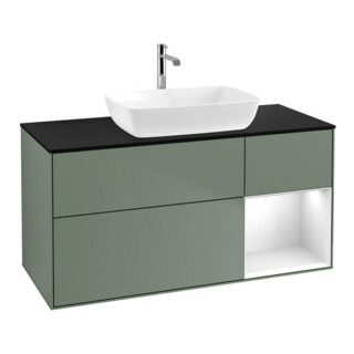 V&B Waschtischunterschrank Finion 120cm, Pl b m, Rg g wh. Lac, Oli. m Lac