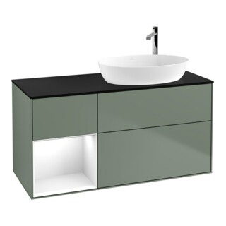 V&B Waschtischunterschrank Finion 120cm, Pl b m, Rg g wh. Lac, Oli. m Lac