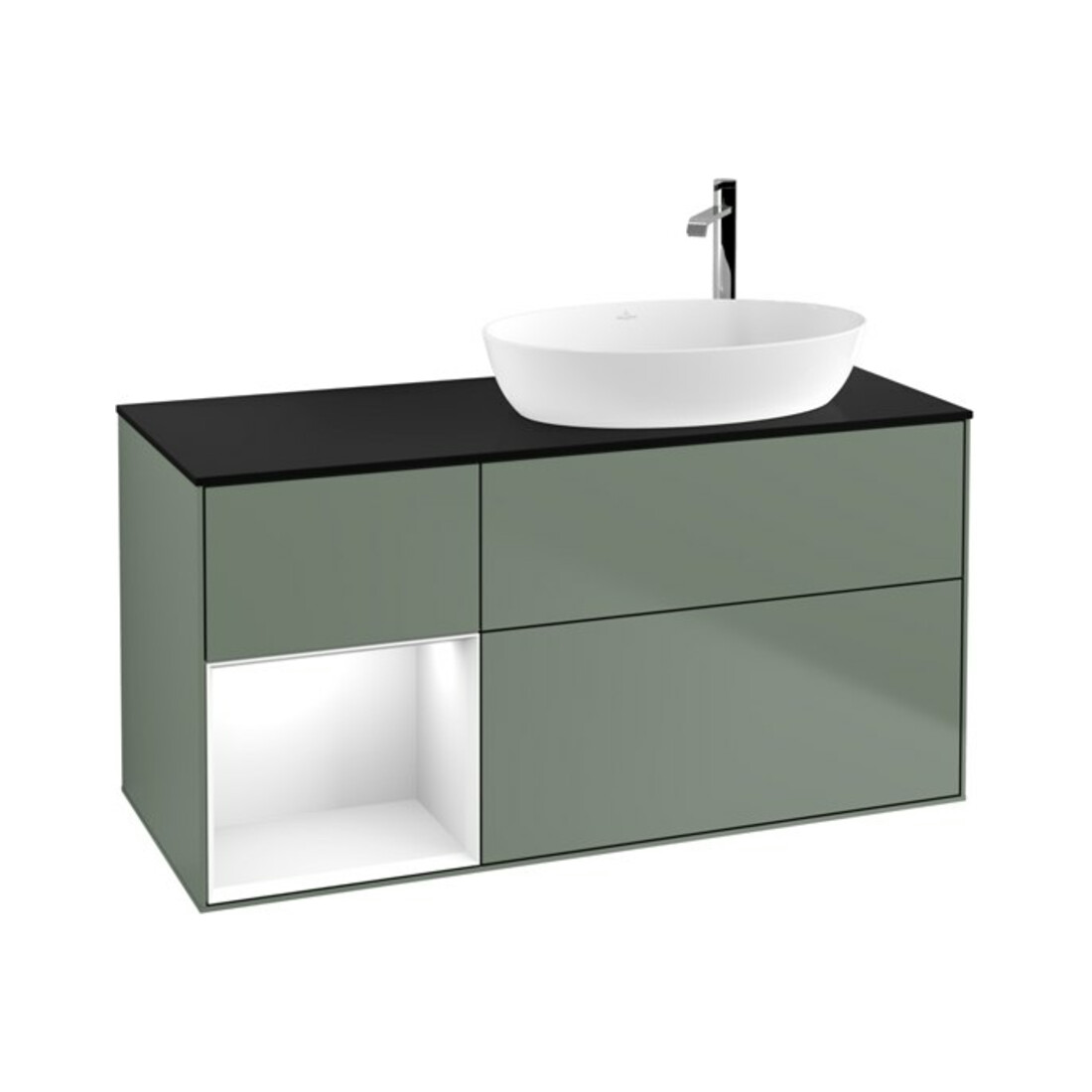 V&B Waschtischunterschrank Finion 120cm, Pl b m, Rg g wh. Lac, Oli. m Lac