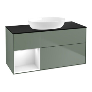 V&B Waschtischunterschrank Finion 120cm, Pl b m, Rg g wh. Lac, Oli. m Lac