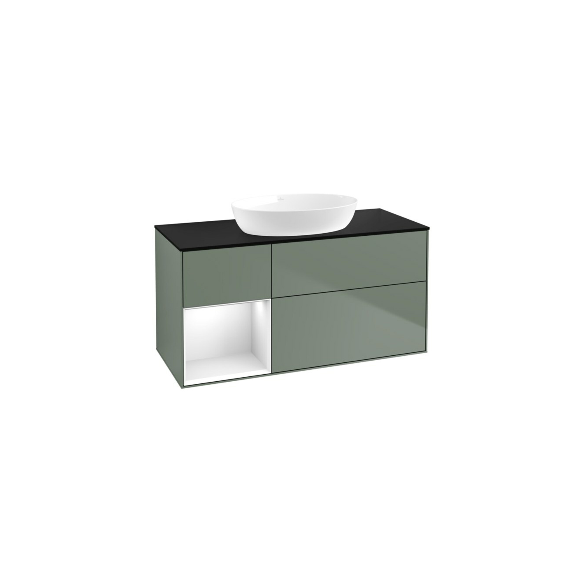 V&B Waschtischunterschrank Finion 120cm, Pl b m, Rg g wh. Lac, Oli. m Lac ; Villeroy & Boch