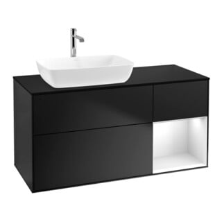 V&B Waschtischunterschrank Finion 120cm, Pl b m, Rg glo wh. Lac, bla m Lac