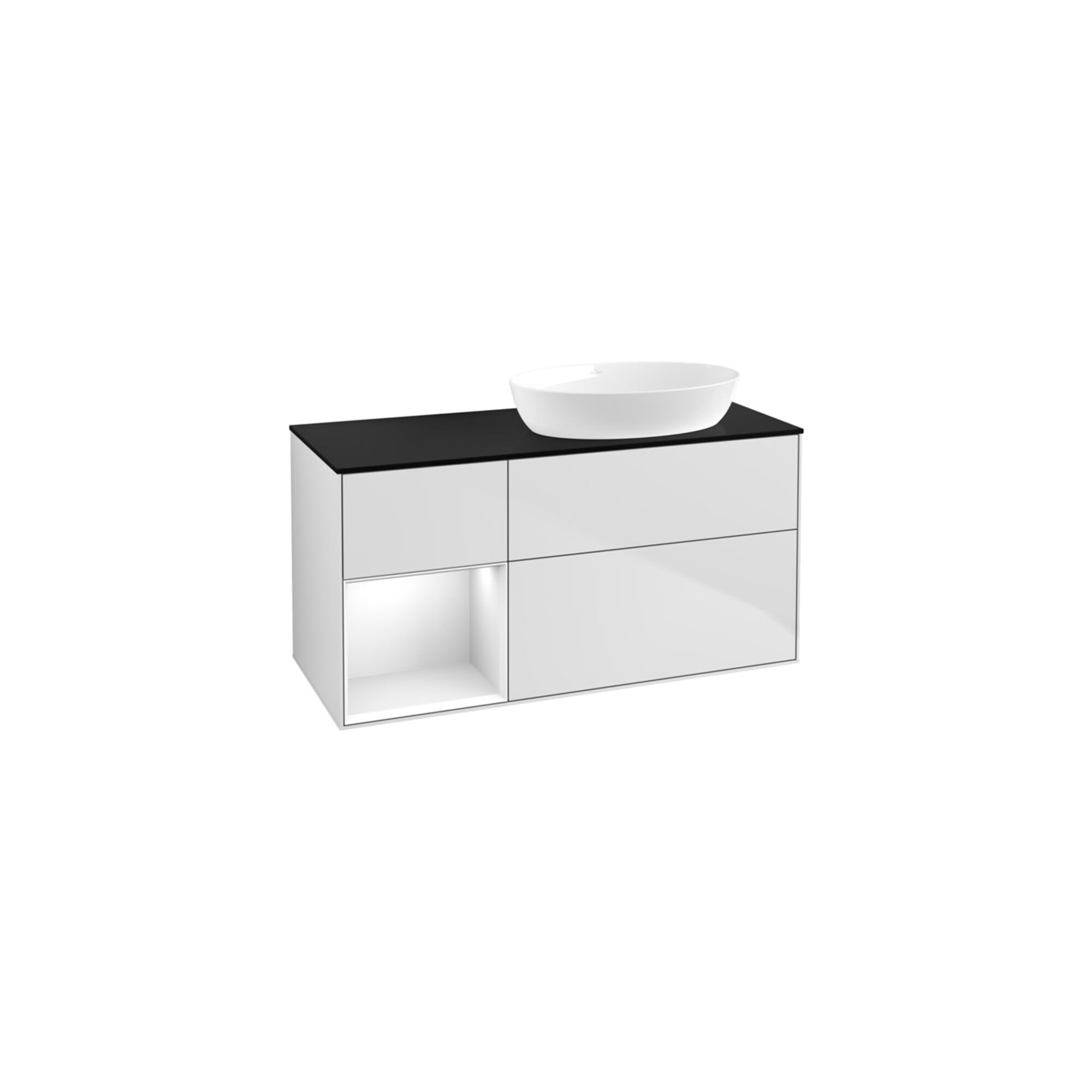 V&B Waschtischunterschrank Finion 120cm, Pl b m, Rg glo wh. Lac, wh. m Lac ; Villeroy & Boch