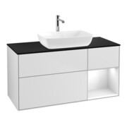 V&B Waschtischunterschrank Finion 120cm, Pl b m, Rg glo wh. Lac, wh. m Lac