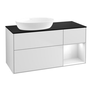 V&B Waschtischunterschrank Finion 120cm, Pl b m, Rg glo wh. Lac, wh. m Lac