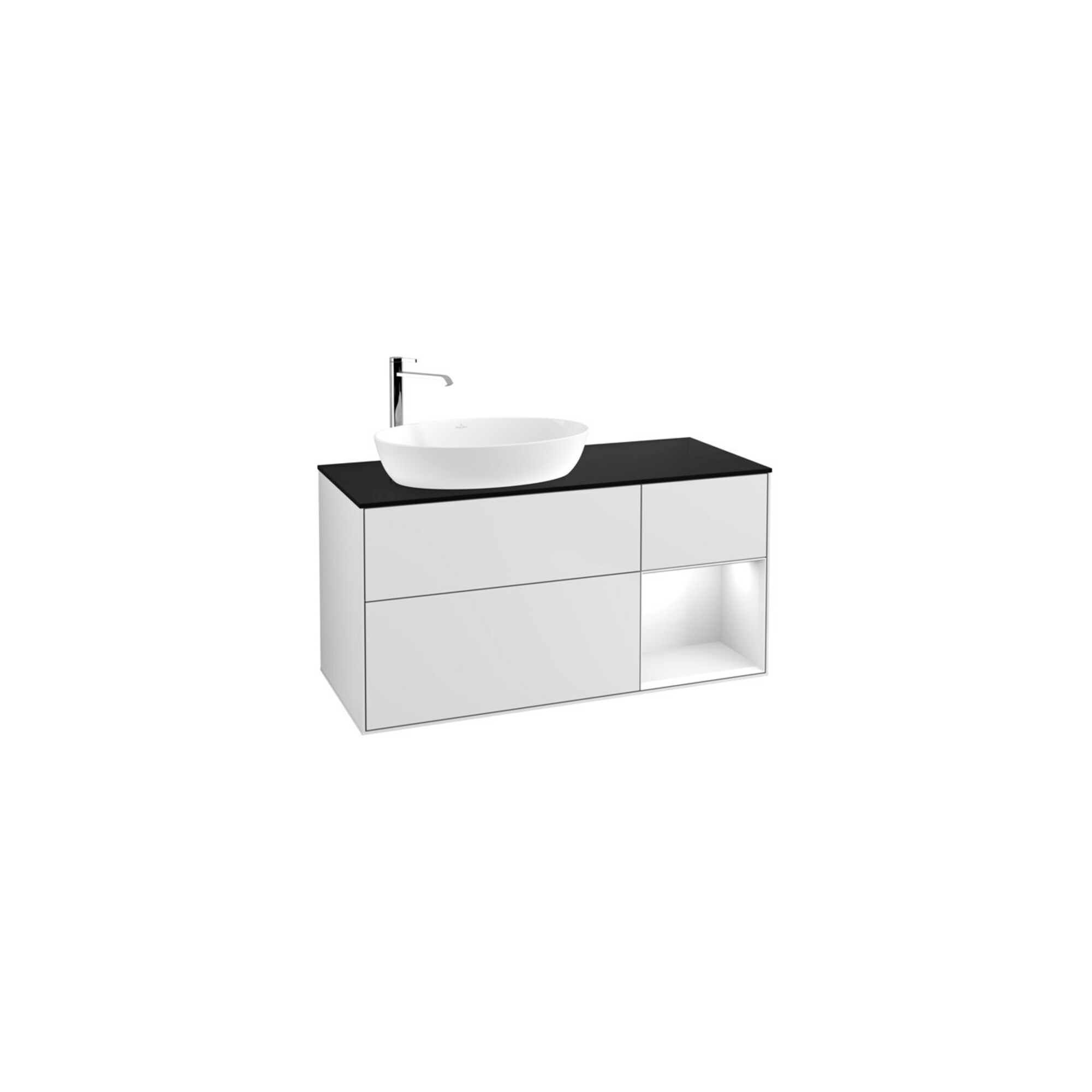 V&B Waschtischunterschrank Finion 120cm, Pl b m, Rg glo wh. Lac, wh. m Lac ; Villeroy & Boch