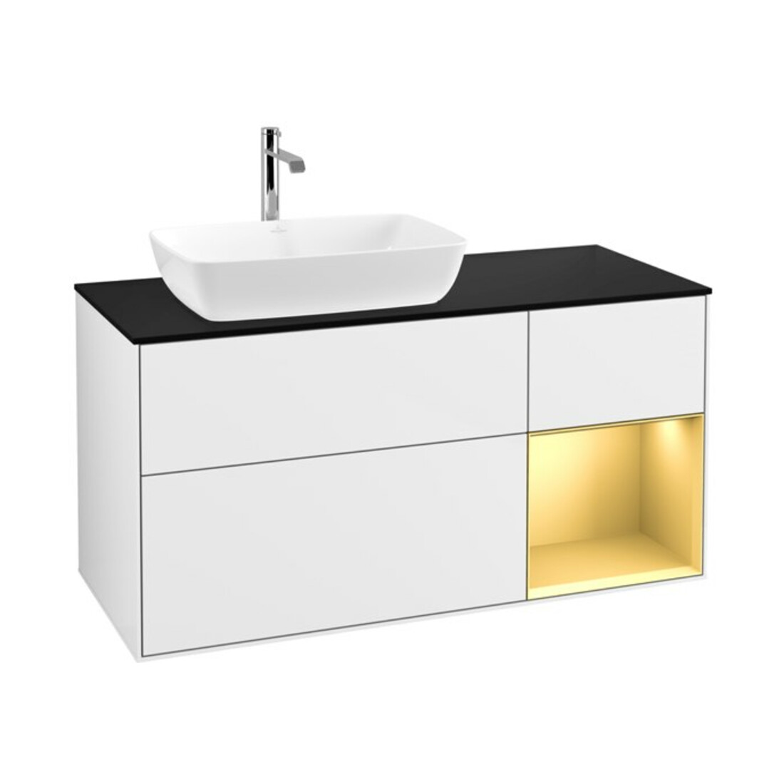 V&B Waschtischunterschrank Finion 120cm, Pl b m, Rg gol m Lac, glo wh. Lac