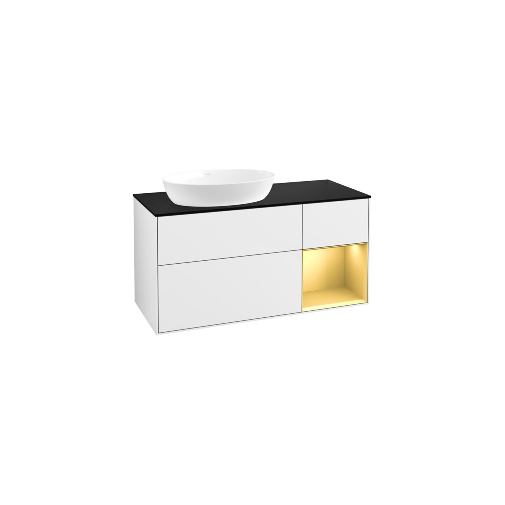 V&B Waschtischunterschrank Finion 120cm, Pl b m, Rg gol m Lac, glo wh. Lac ; Villeroy & Boch