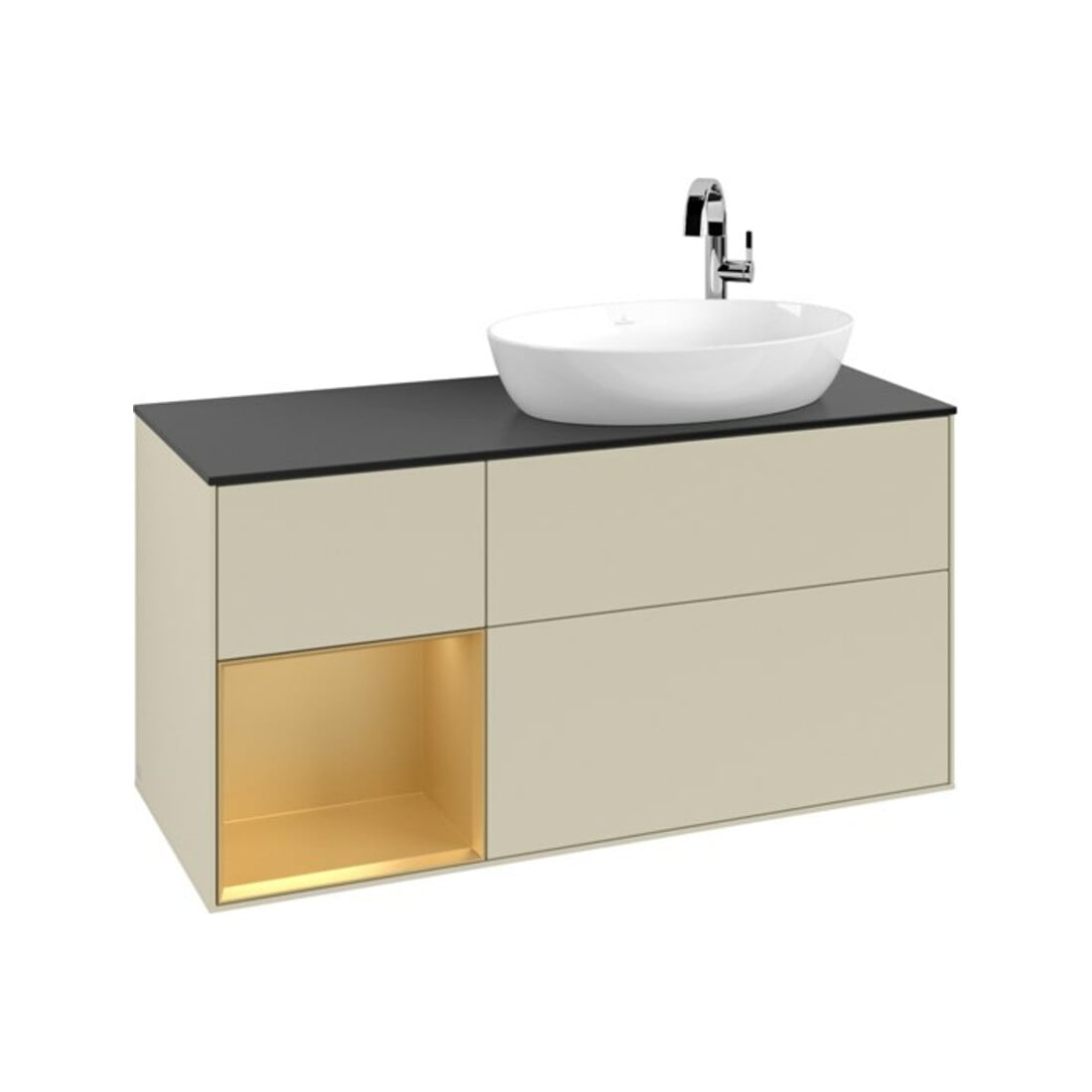 V&B Waschtischunterschrank Finion 120cm, Pl b m, Rg gol m Lac, si Gr m Lac