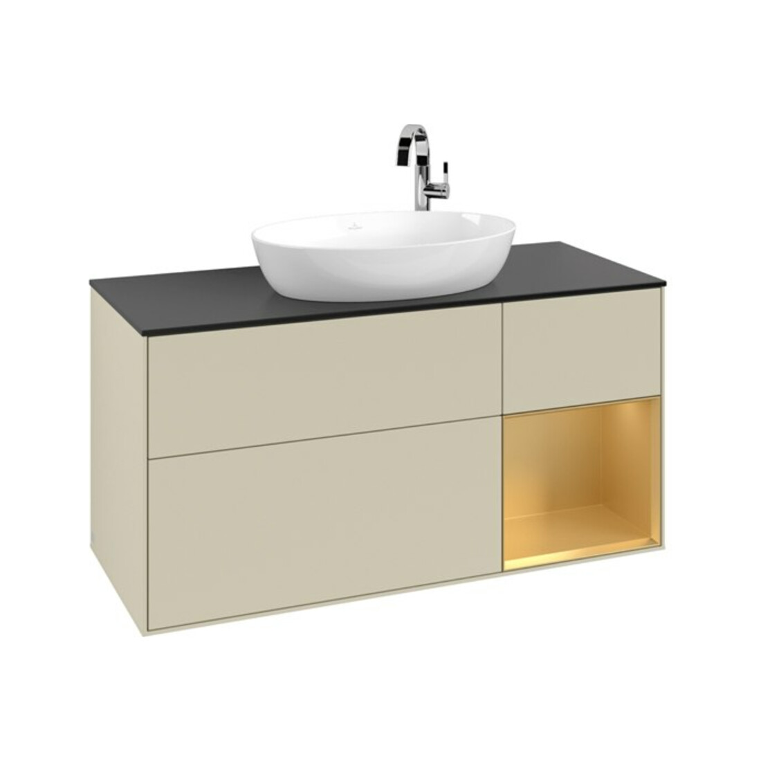 V&B Waschtischunterschrank Finion 120cm, Pl b m, Rg gol m Lac, si Gr m Lac