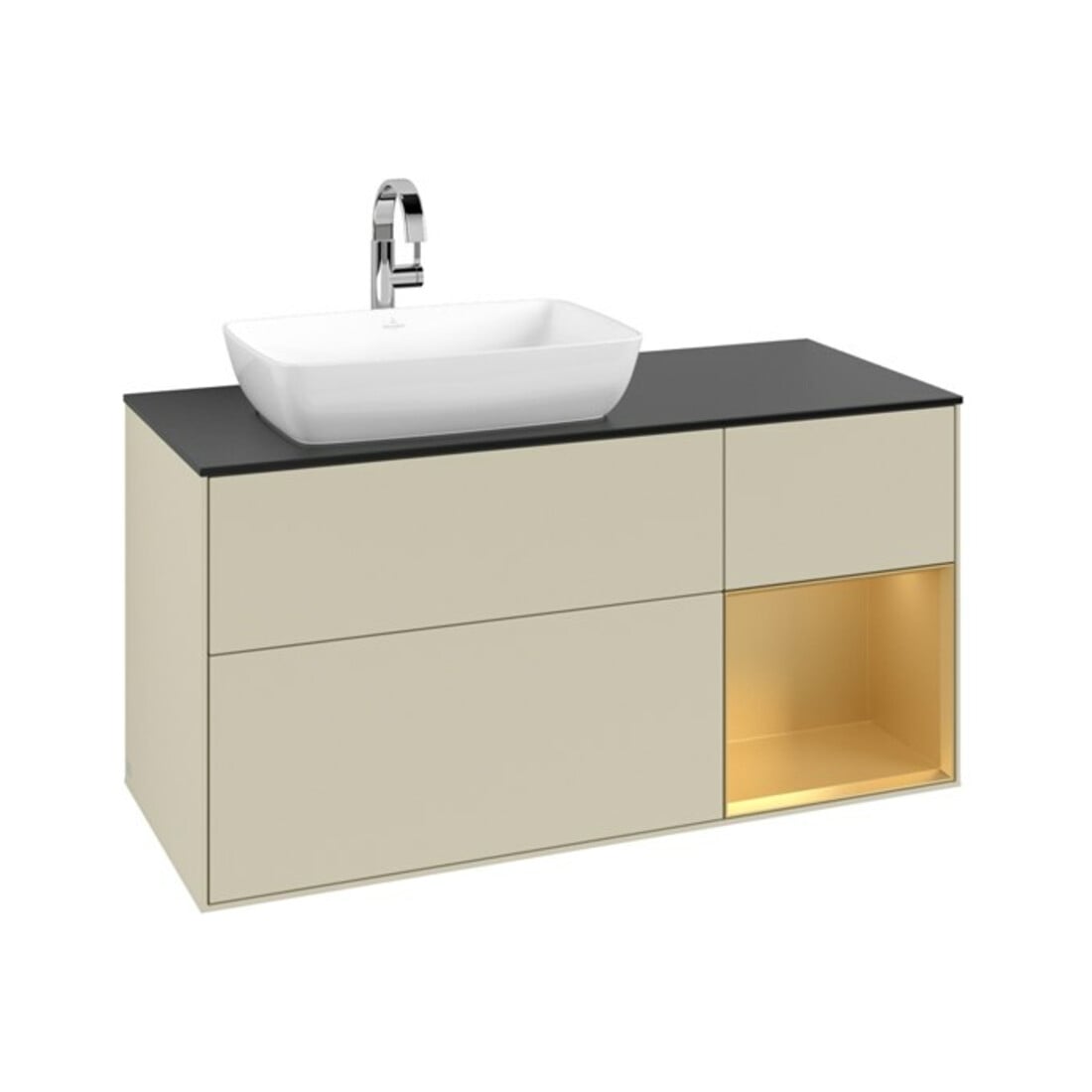 V&B Waschtischunterschrank Finion 120cm, Pl b m, Rg gol m Lac, si Gr m Lac