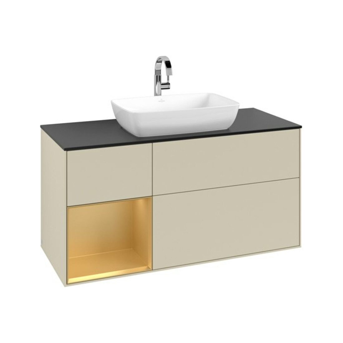 V&B Waschtischunterschrank Finion 120cm, Pl b m, Rg gol m Lac, si Gr m Lac