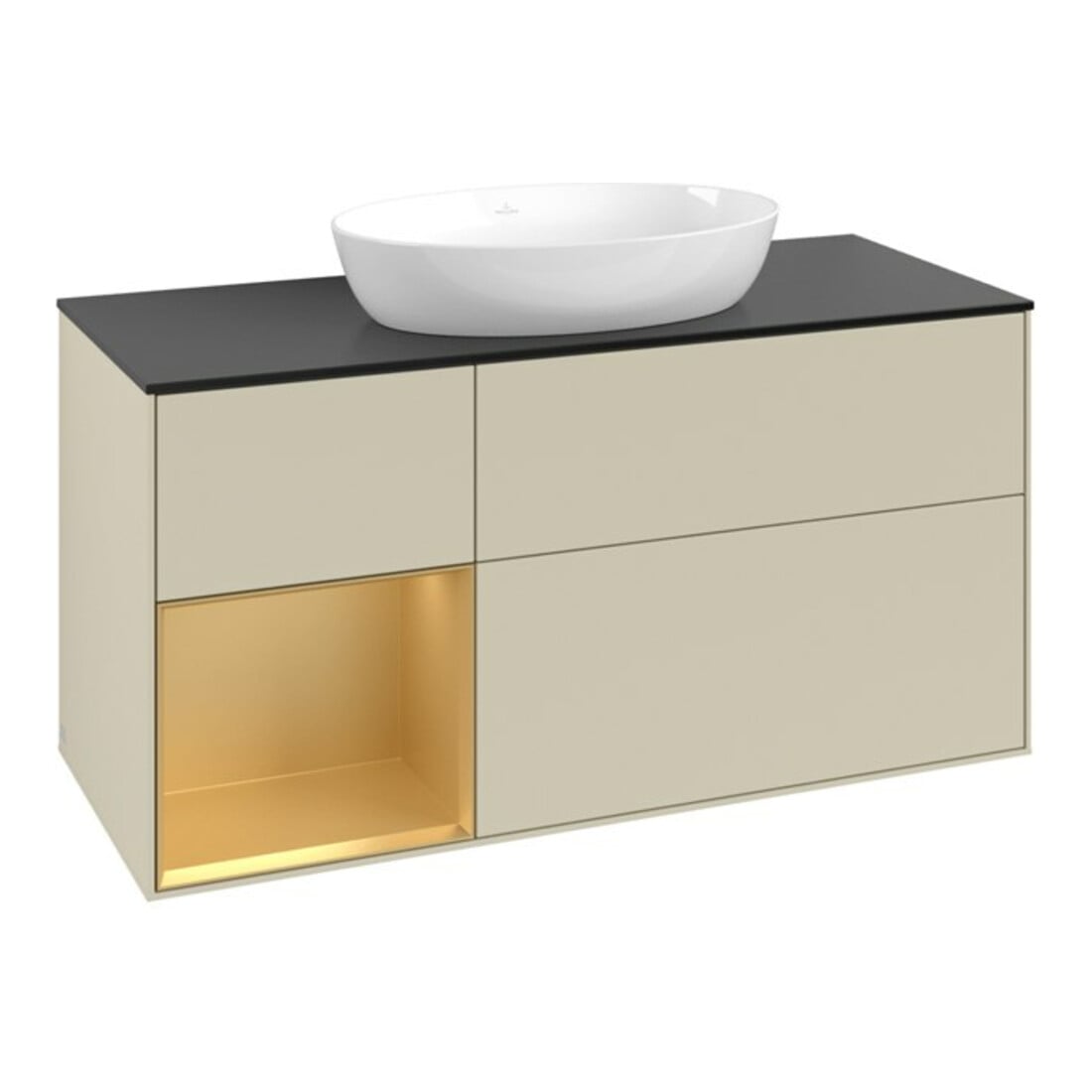 V&B Waschtischunterschrank Finion 120cm, Pl b m, Rg gol m Lac, si Gr m Lac