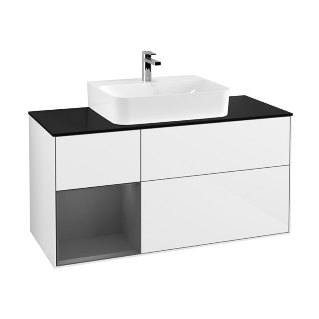 V&B Waschtischunterschrank Finion 120cm, Pl b m, Rg l A m, glo wh. Lac