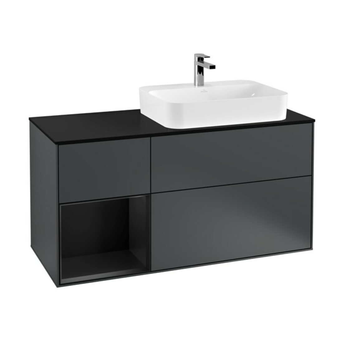 V&B Waschtischunterschrank Finion 120cm, Pl b m, Rg l b m La, md bl. m Lac