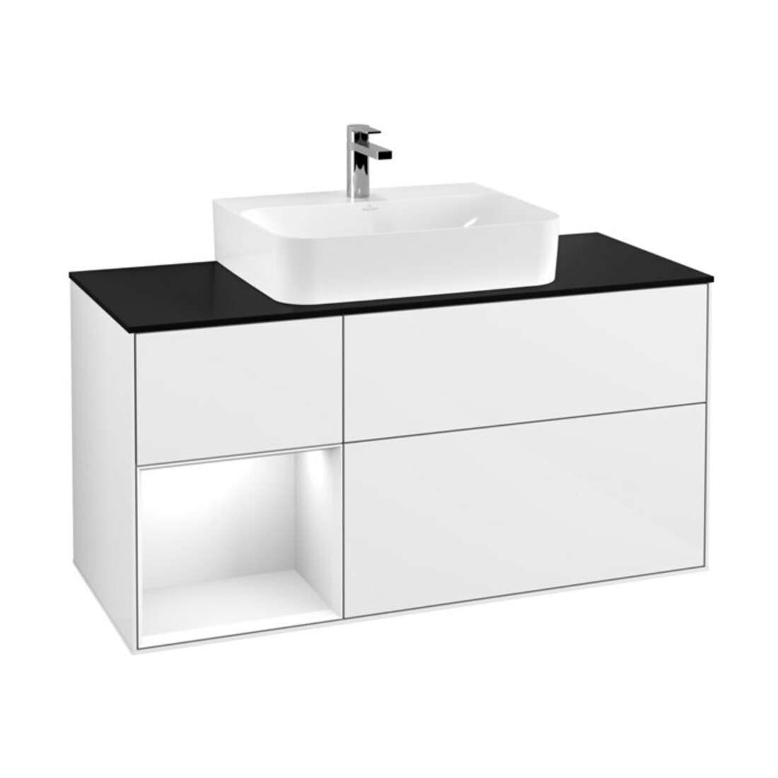 V&B Waschtischunterschrank Finion 120cm, Pl b m, Rg l g w Lac, glo wh. Lac