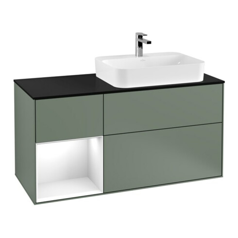 V&B Waschtischunterschrank Finion 120cm, Pl b m, Rg l g w Lac, Oli. m Lac