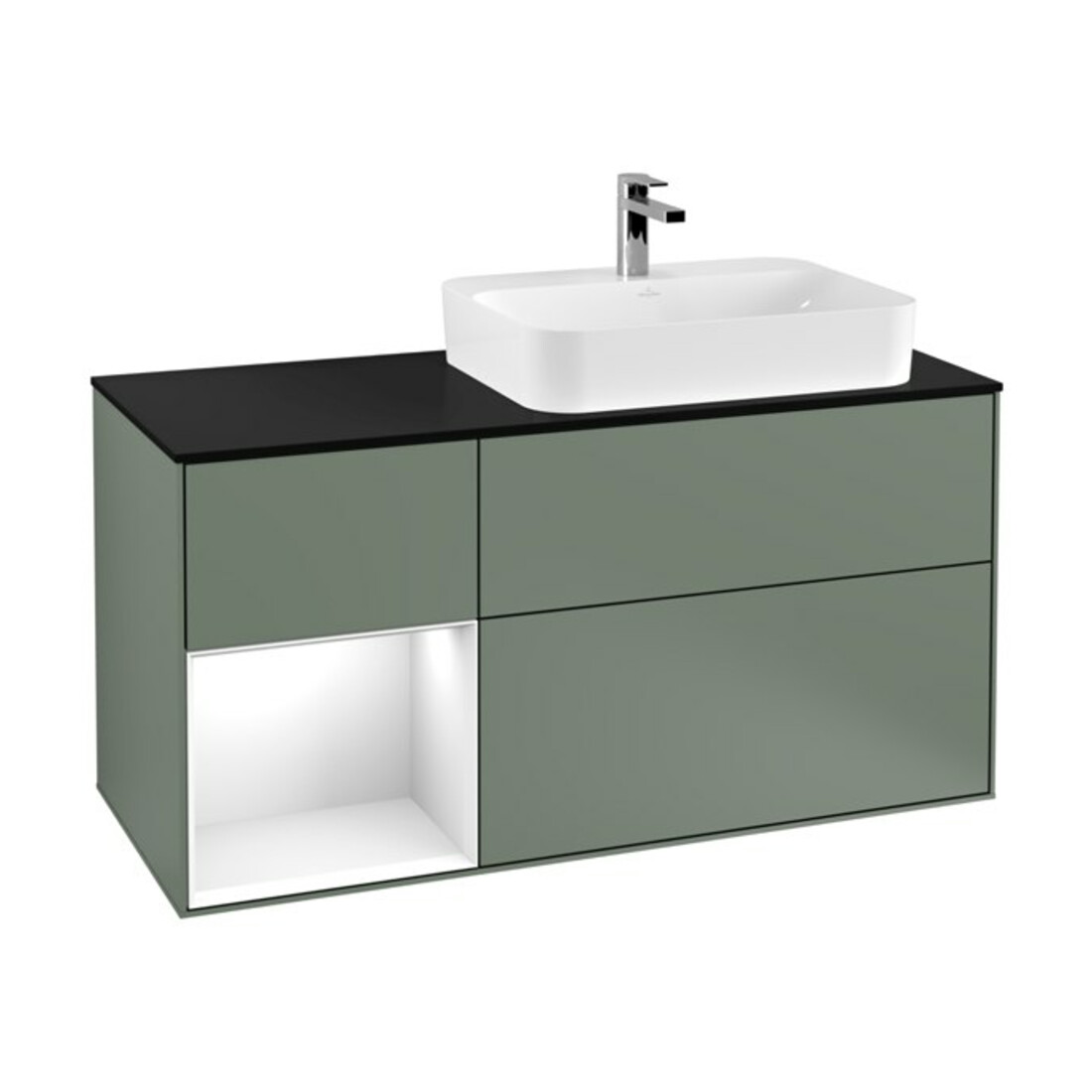 V&B Waschtischunterschrank Finion 120cm, Pl b m, Rg l g w Lac, Oli. m Lac