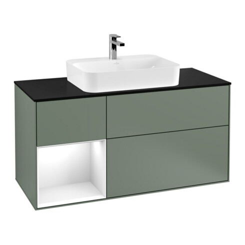 V&B Waschtischunterschrank Finion 120cm, Pl b m, Rg l g w Lac, Oli. m Lac