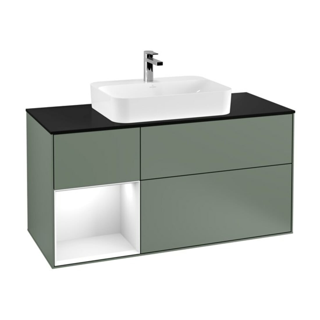 V&B Waschtischunterschrank Finion 120cm, Pl b m, Rg l g w Lac, Oli. m Lac