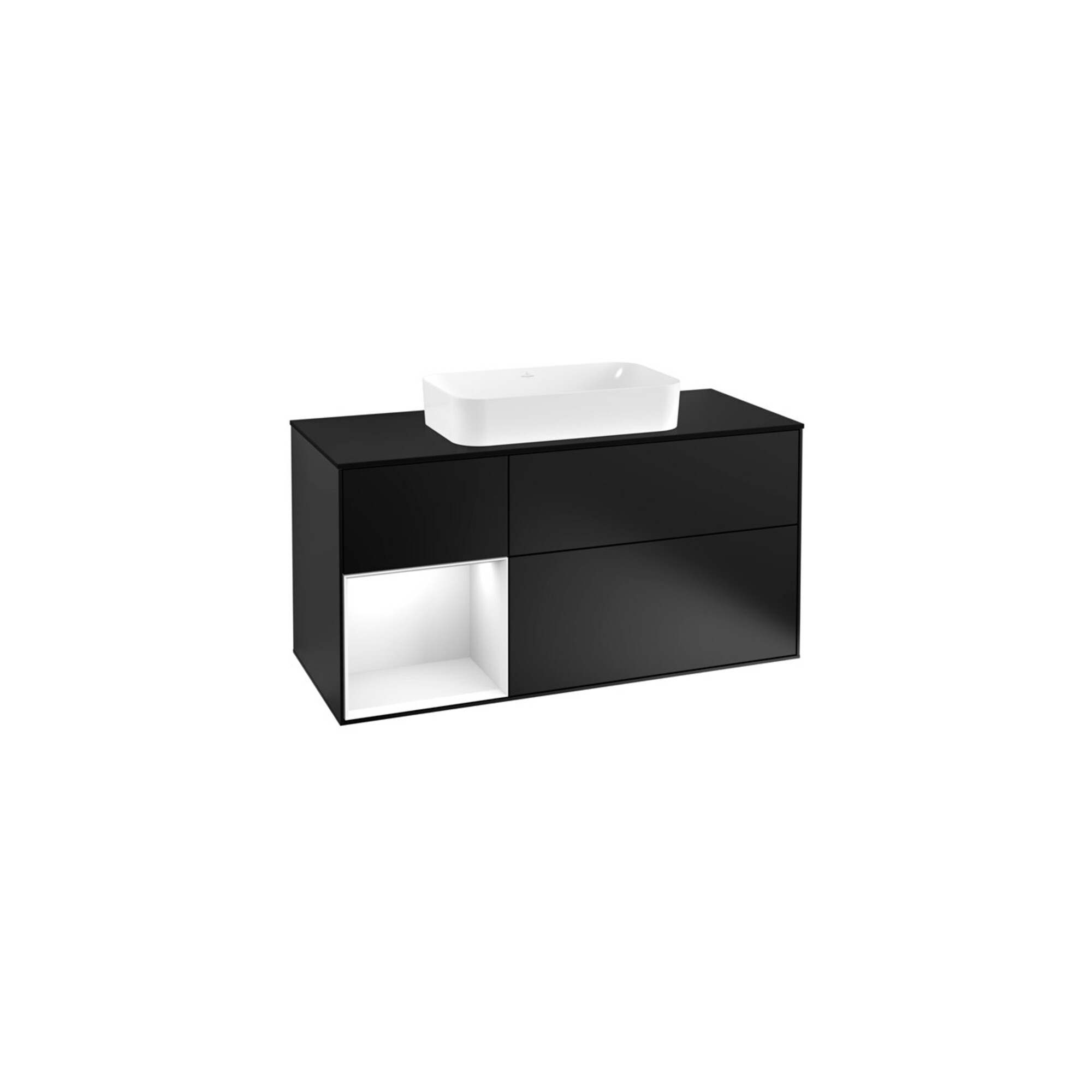 V&B Waschtischunterschrank Finion 120cm, Pl b m, Rg l g wh. Lac, bla m Lac ; Villeroy & Boch