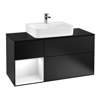V&B Waschtischunterschrank Finion 120cm, Pl b m, Rg l g wh. Lac, bla m Lac