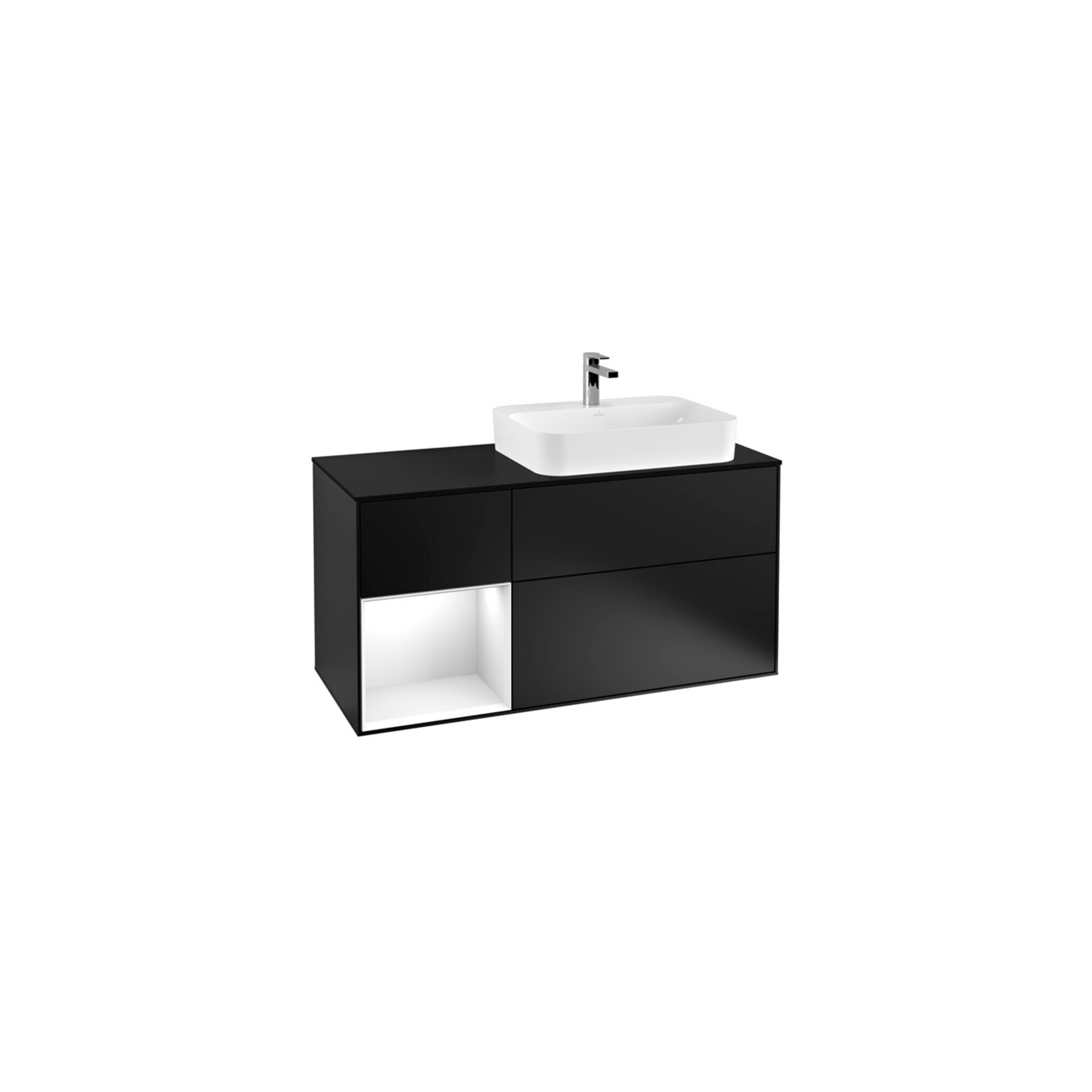 V&B Waschtischunterschrank Finion 120cm, Pl b m, Rg l g wh. Lac, bla m Lac ; Villeroy & Boch