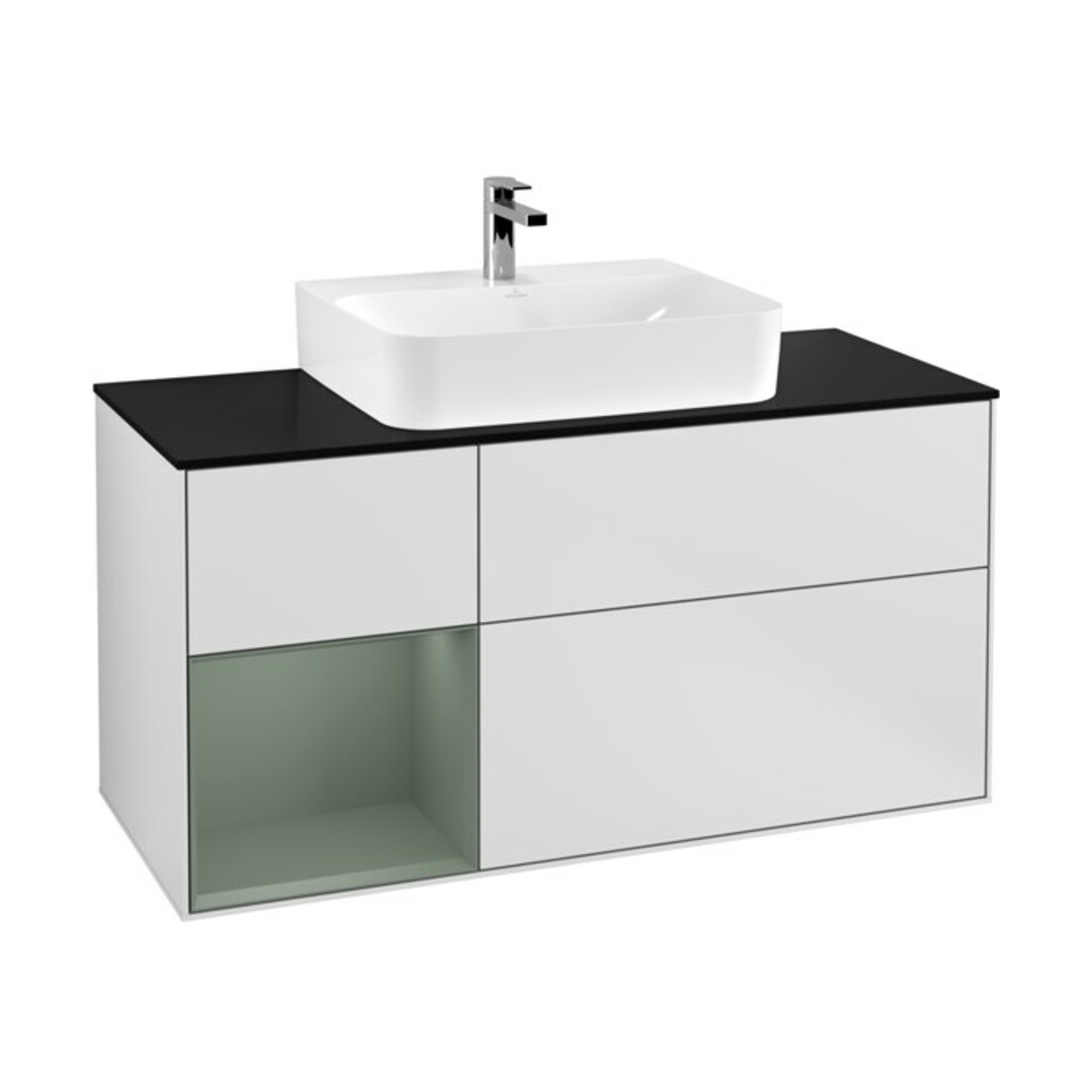 V&B Waschtischunterschrank Finion 120cm, Pl b m, Rg l Ol m Lac, wh. m Lac