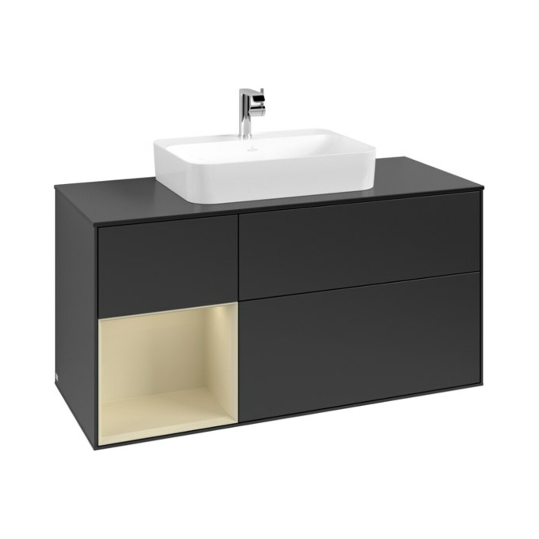 V&B Waschtischunterschrank Finion 120cm, Pl b m, Rg l si G m La, bla m Lac
