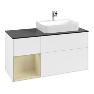 V&B Waschtischunterschrank Finion 120cm, Pl b m, Rg l si G m La, wh. m Lac