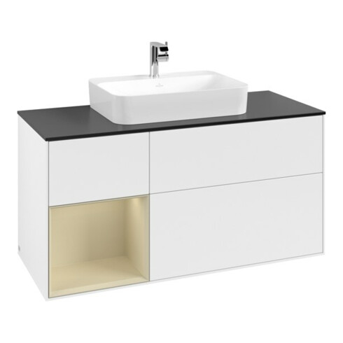 V&B Waschtischunterschrank Finion 120cm, Pl b m, Rg l si G m La, wh. m Lac