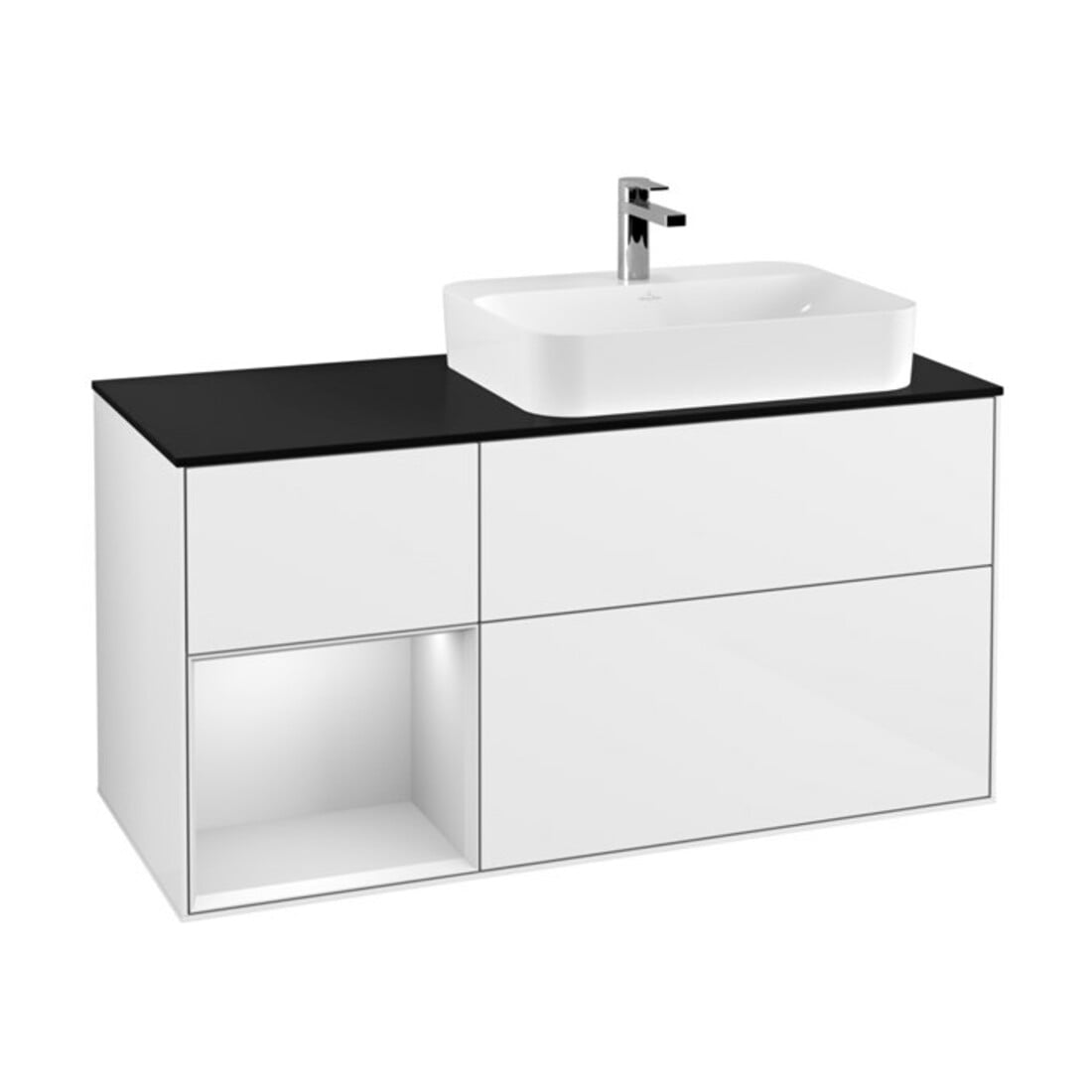 V&B Waschtischunterschrank Finion 120cm, Pl b m, Rg l w m Lac, glo wh. Lac