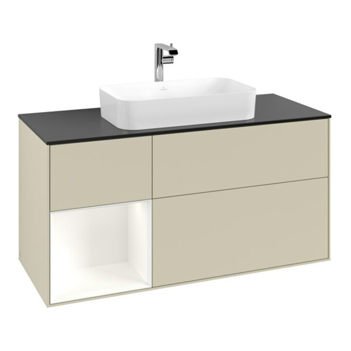 V&B Waschtischunterschrank Finion 120cm, Pl b m, Rg l w m Lac, si Gr m Lac