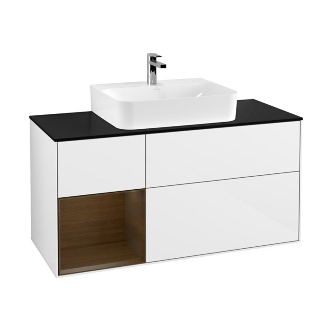 V&B Waschtischunterschrank Finion 120cm, Pl b m, Rg l wal ven, glo wh. Lac