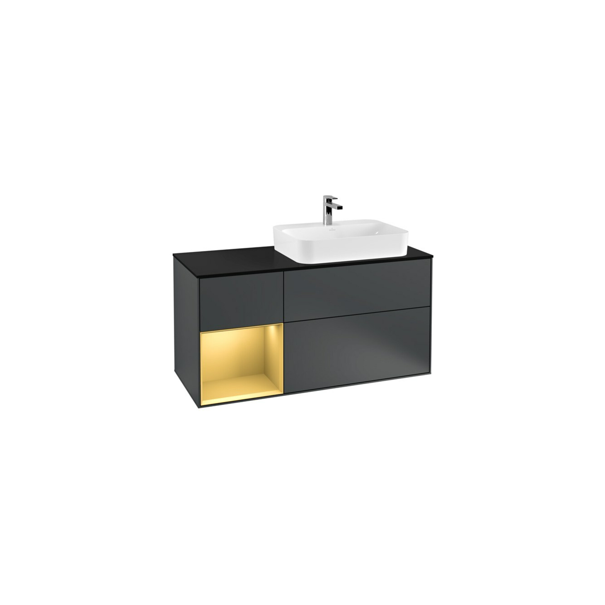 V&B Waschtischunterschrank Finion 120cm, Pl b m, Rg li gol m, md bl. m Lac ; Villeroy & Boch