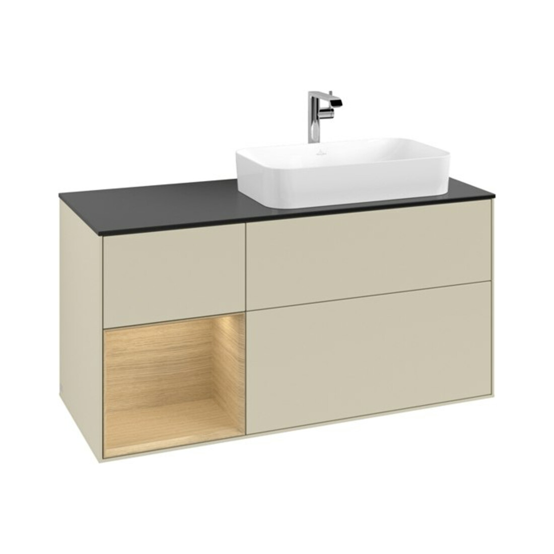 V&B Waschtischunterschrank Finion 120cm, Pl b m, Rg li Oa ven, si Gr m Lac