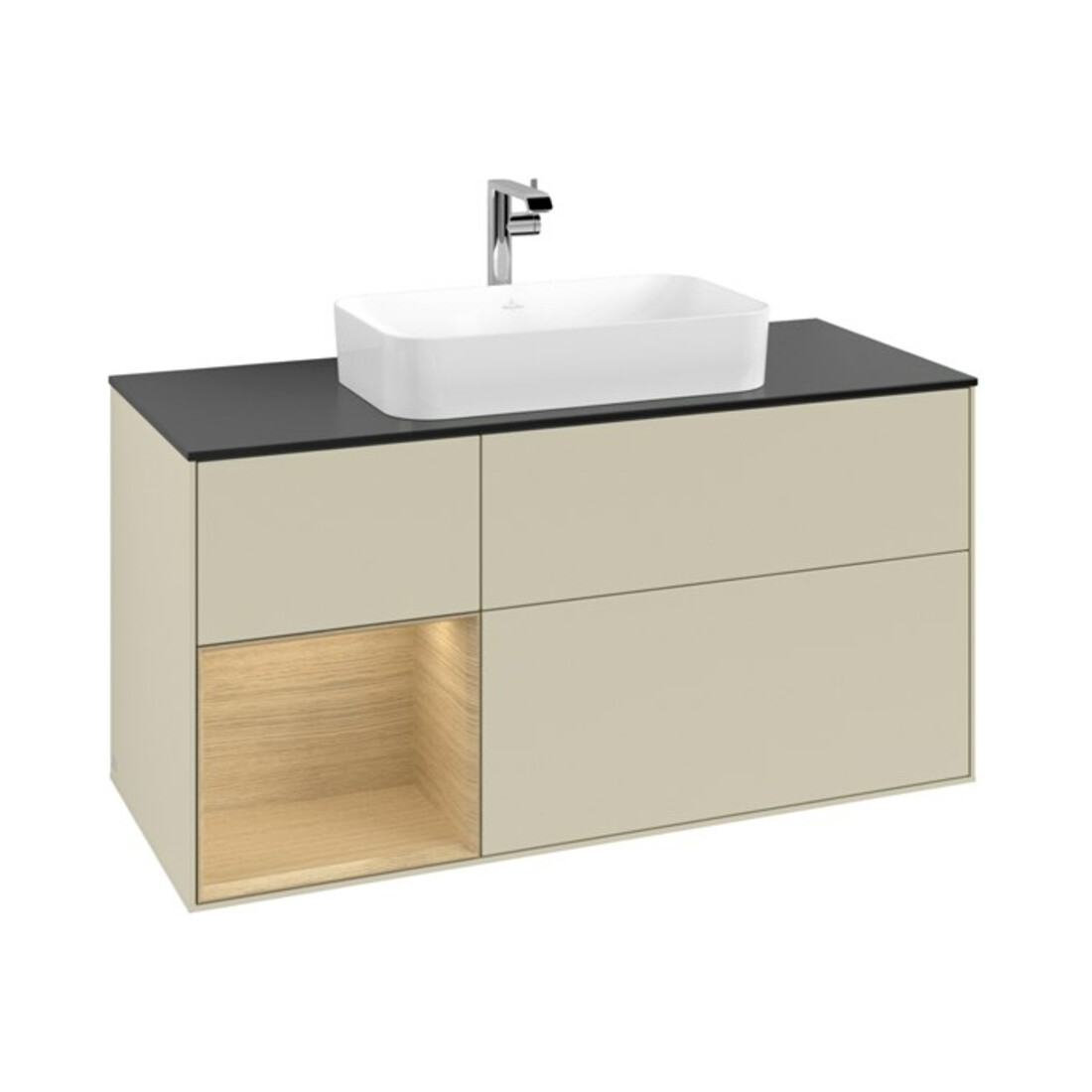 V&B Waschtischunterschrank Finion 120cm, Pl b m, Rg li Oa ven, si Gr m Lac