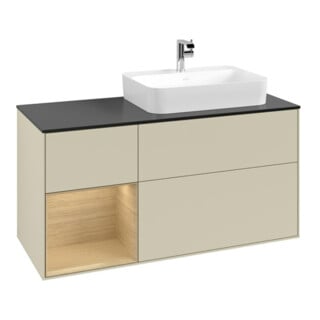 V&B Waschtischunterschrank Finion 120cm, Pl b m, Rg li Oa ven, si Gr m Lac
