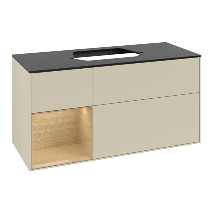 V&B Waschtischunterschrank Finion 120cm, Pl b m, Rg li Oa ven, si Gr m Lac