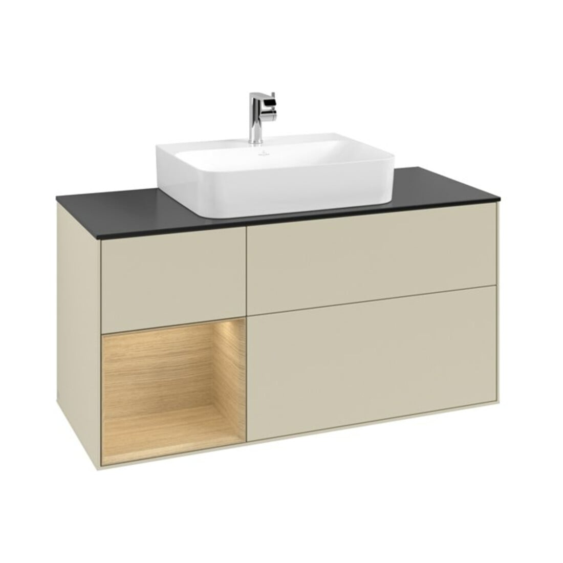 V&B Waschtischunterschrank Finion 120cm, Pl b m, Rg li Oa ven, si Gr m Lac