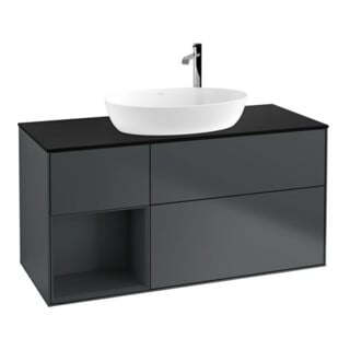 V&B Waschtischunterschrank Finion 120cm, Pl b m, Rg md m Lac, md bl. m Lac