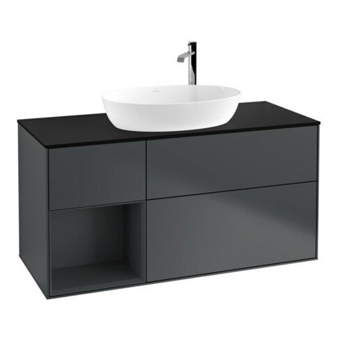 V&B Waschtischunterschrank Finion 120cm, Pl b m, Rg md m Lac, md bl. m Lac