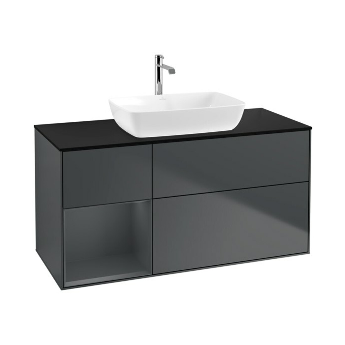 V&B Waschtischunterschrank Finion 120cm, Pl b m, Rg md m Lac, md bl. m Lac