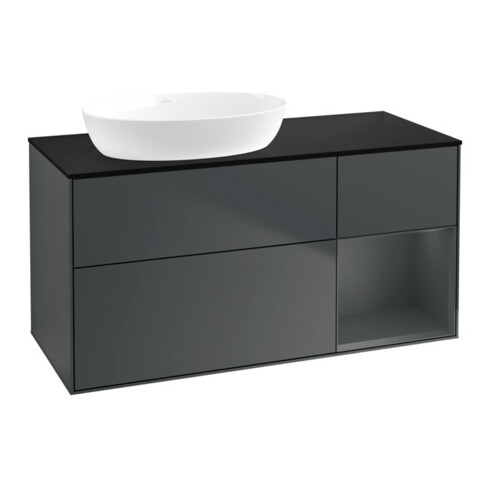 V&B Waschtischunterschrank Finion 120cm, Pl b m, Rg md m Lac, md bl. m Lac