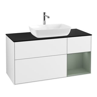 V&B Waschtischunterschrank Finion 120cm, Pl b m, Rg Ol m Lac, glo wh. Lac